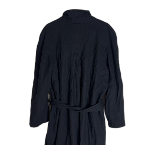 Jhane Barnes Coat Mens Small Black Belted Long Overcoat Wool Blend Minimalist - Picture 9 of 11